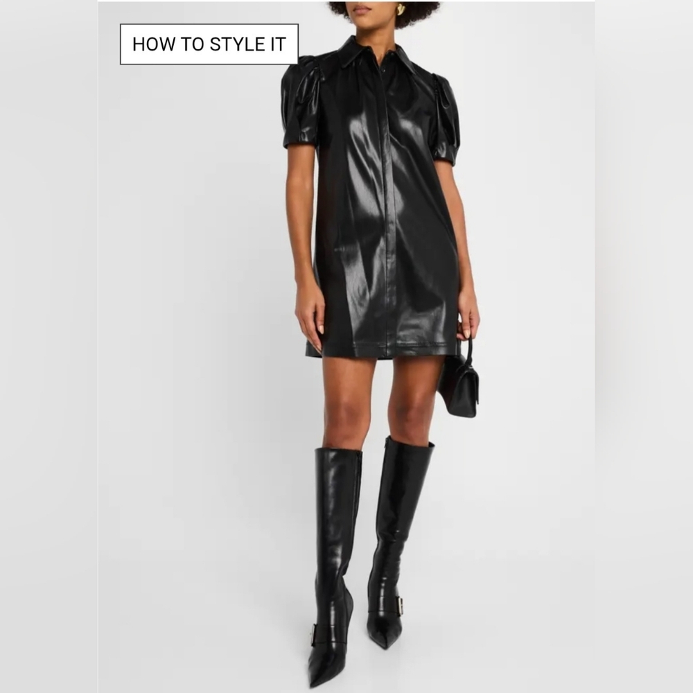 Alice + Olivia jem vegan leather mini shift dress - Picture 11 of 16